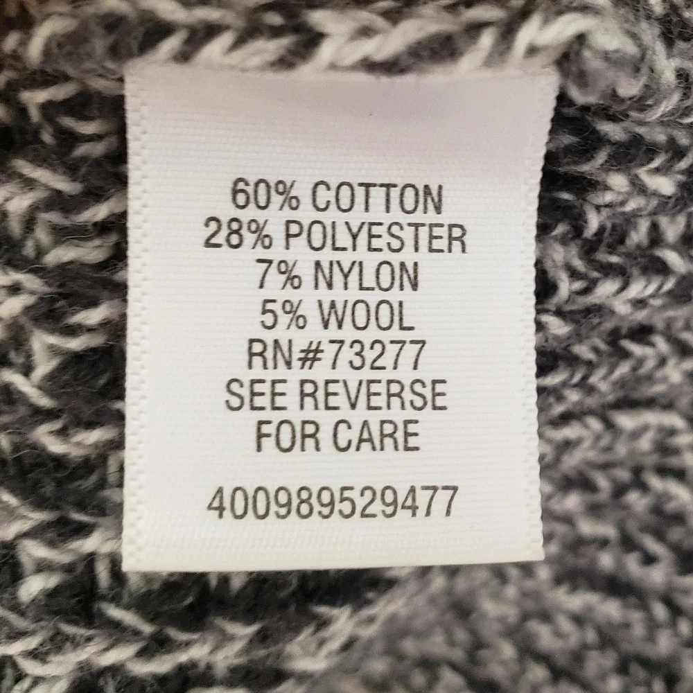 Sonoma Marled Crewneck Sweater Pullover Black White Knit Patch Elbows Sz Medium